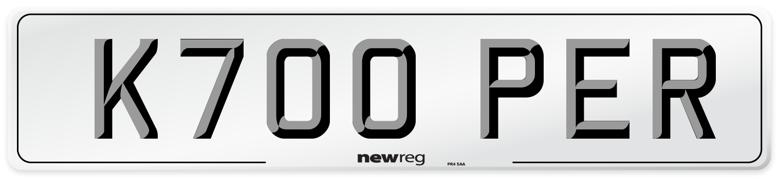 K700 PER Number Plate from New Reg